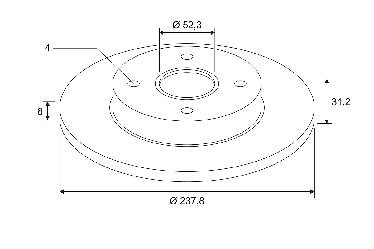 BRAKE DISC X1 WITH BRG REN CLIO 1 RR
